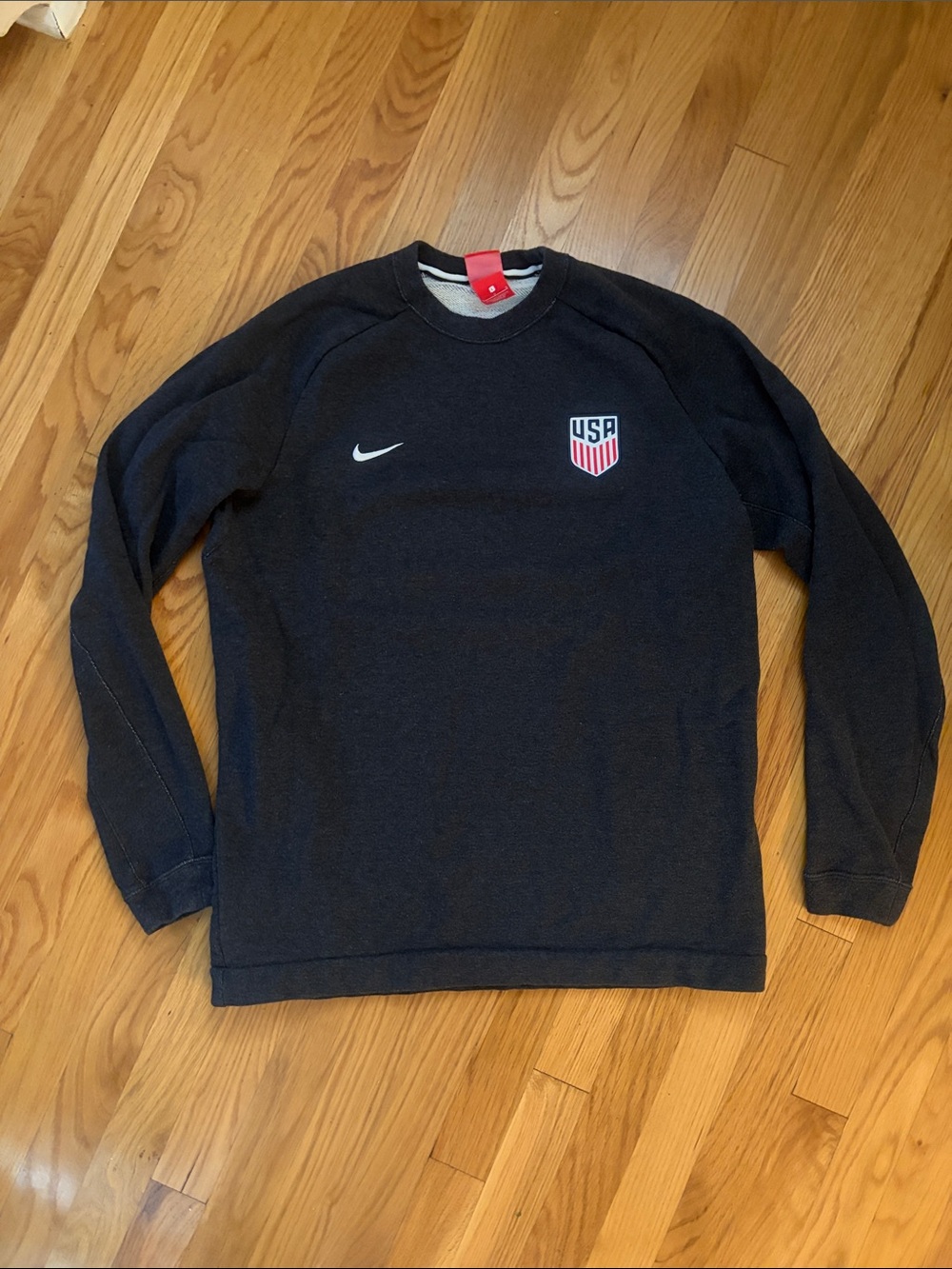 Nike Men's Black Crewneck Sweater with USA Crest